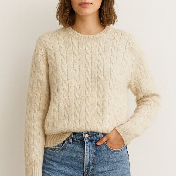 Vintage Chunky Cableknit Fisherman Wool Sweater - Picture 1 of 8